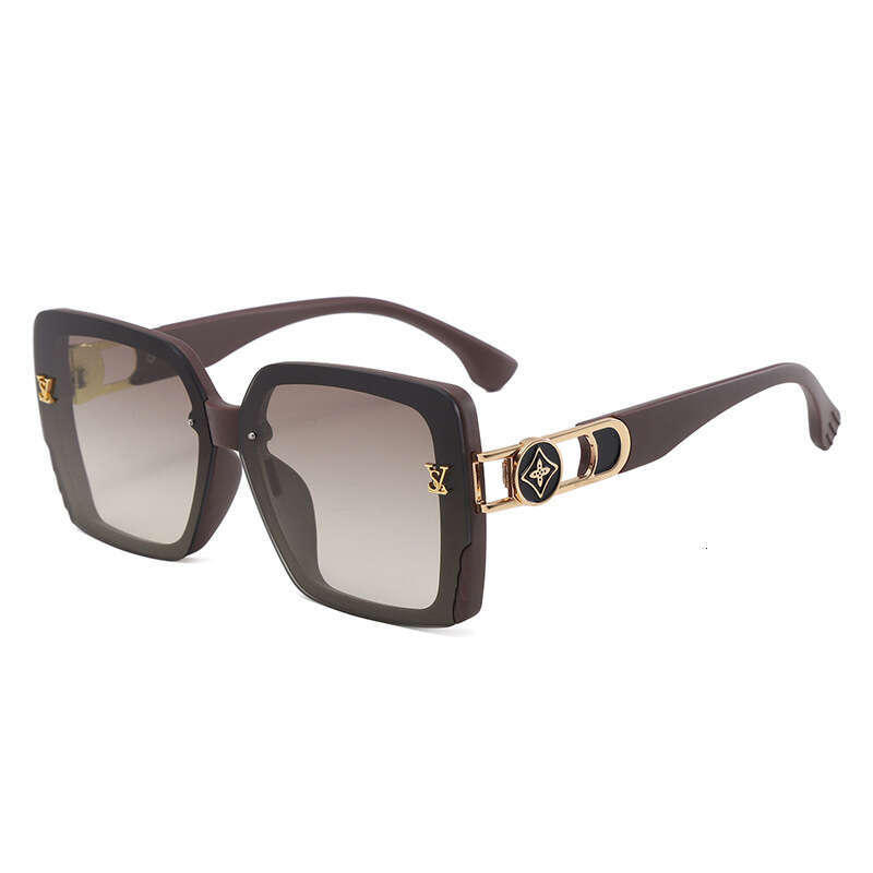 Luxury Brand Designer Sunglasses 25 New In Stock Fashionable Light Luxury Women's High-End Retro Trendy Square Face-Slimming Large Frame Sunglass