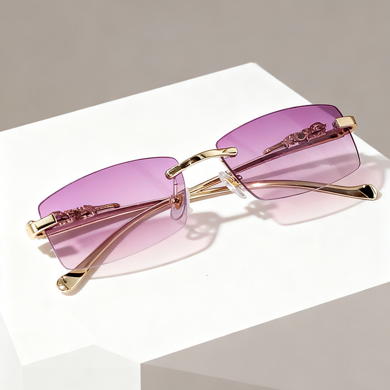 New Designer Frameless Square Sunglasses Colorful Neutral Driving Sunscreen, Personalized Fashion High-quality Outdoor Sunscreen Glasses