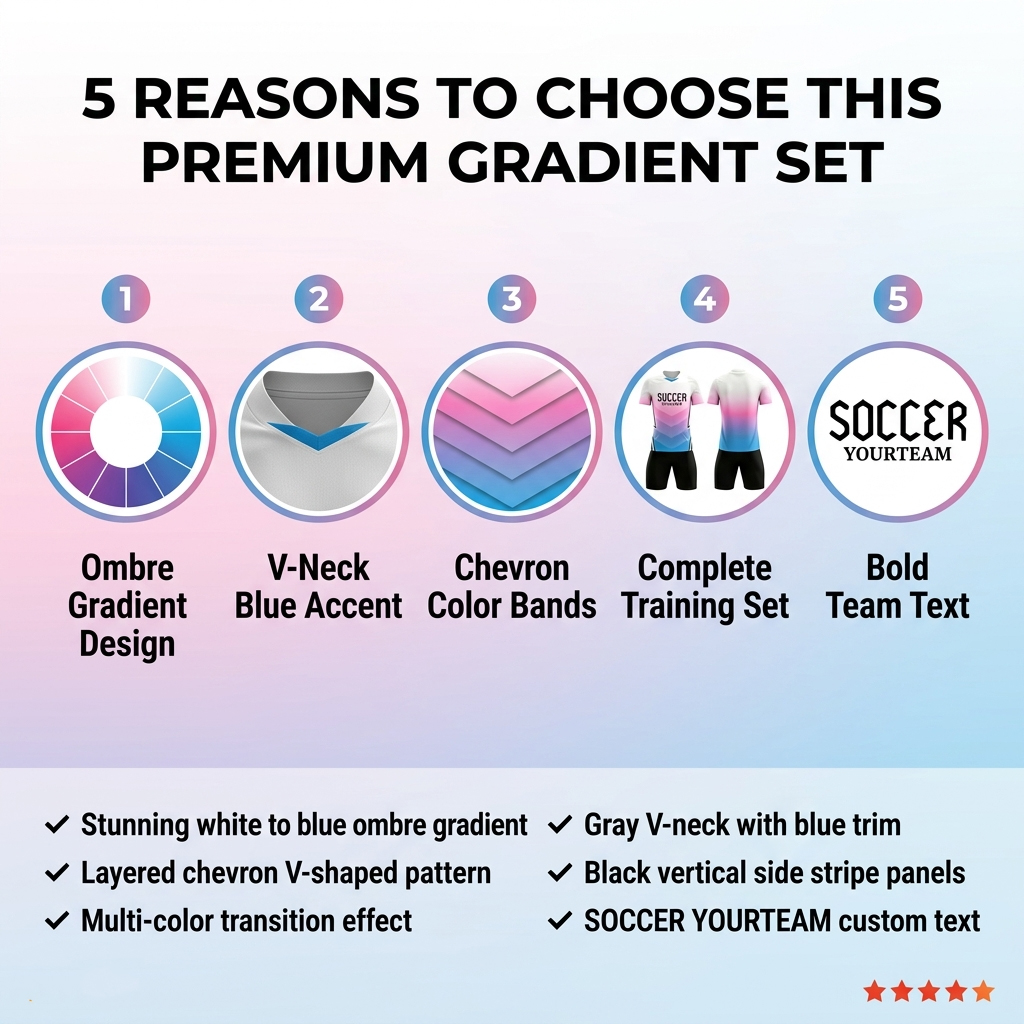 Custom Gradient Chevron Soccer Jersey Set Men, Breathable Quick Dry Football Uniform with Shorts, Customizable Team Name, Number & Logo - view 7