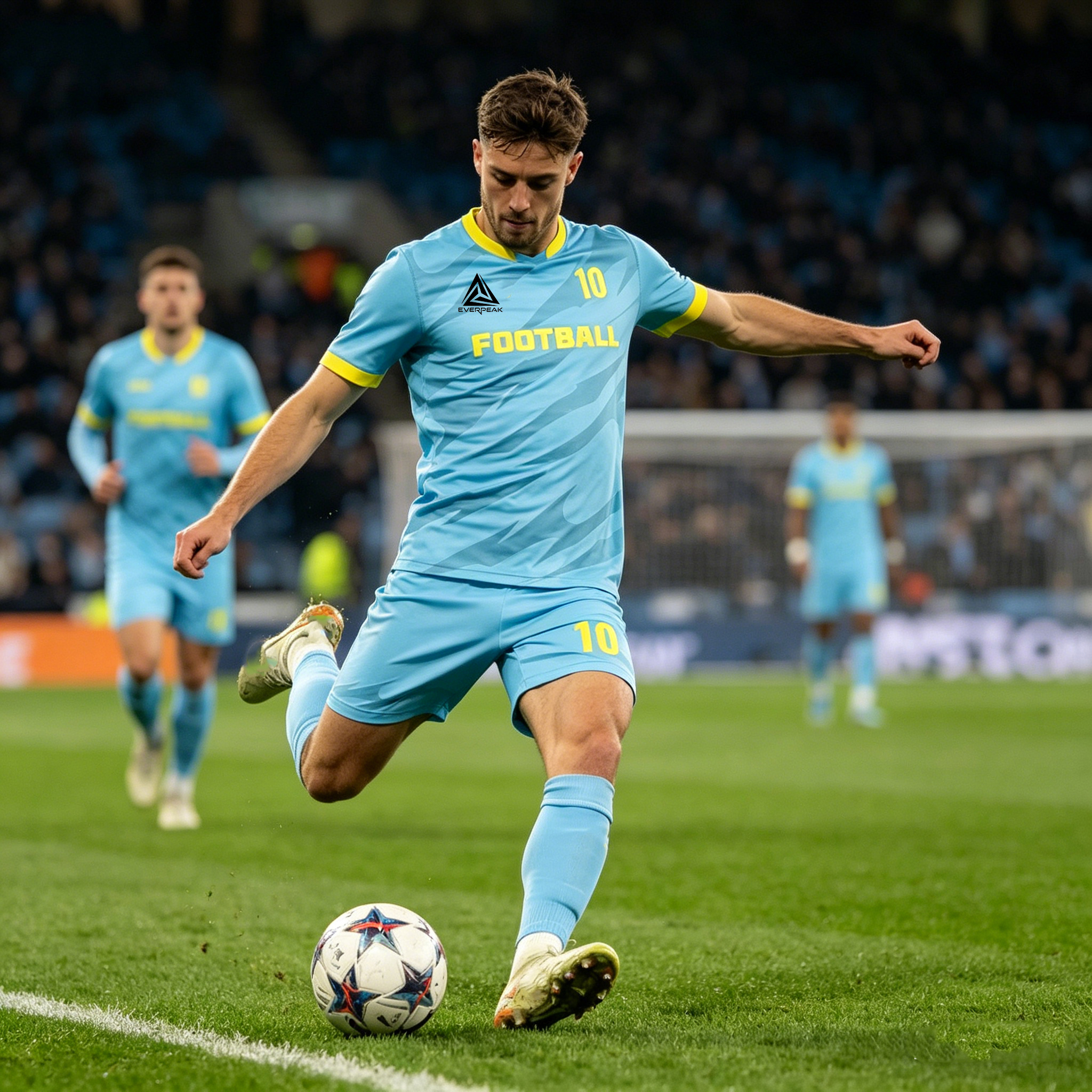 Custom Light Blue Soccer Uniform Quick Dry Breathable Football Jersey and Shorts Kit Personalized Sportswear for Adult Youth Training Matches - view 5