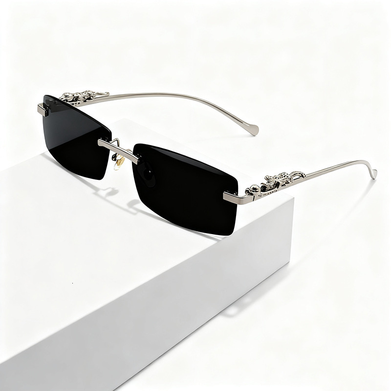 New Designer Frameless Square Sunglasses Colorful Neutral Driving Sunscreen, Personalized Fashion High-quality Outdoor Sunscreen Glasses