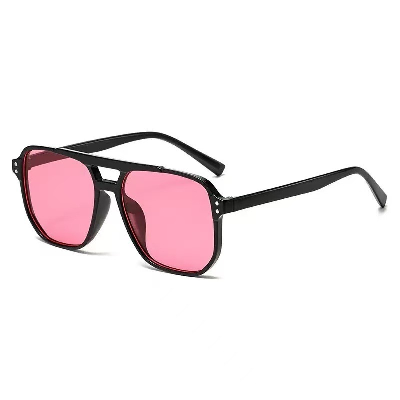 New Designer Sunglasses With Studs, Fashionable Women's Double Bridge Sunglasses, Trendy Retro Pilot Sunglasses, Outdoor Sunscreen Glasses