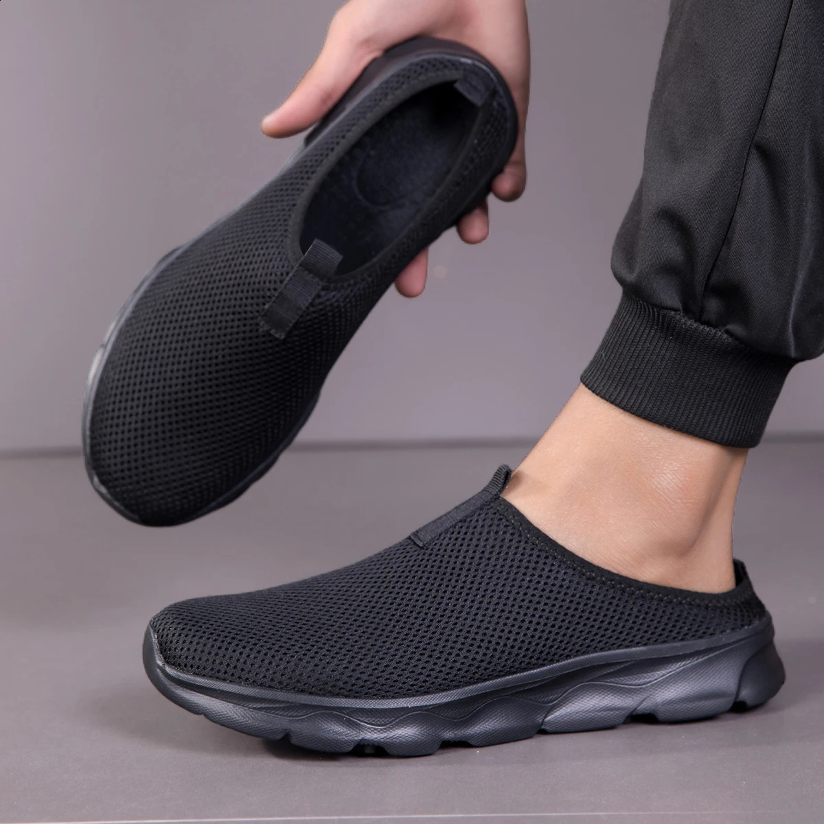Men Casual Shoes SlipOn Half Slippers Running Plus Size Sport Lightweight Comforty Breathable Walking Sneakers 260519
