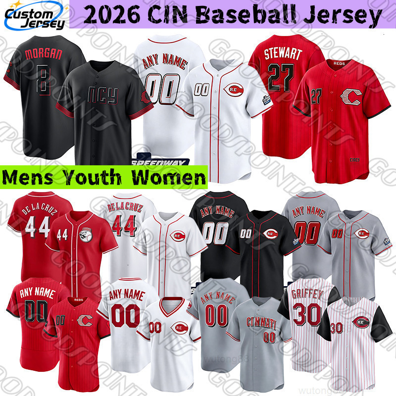 CincinnatiS Reds Jersey Elly De La Cruz TJ Friedl Andrew Abbott Chase Burns Sal Stewart Suarez Ken Griffey Jr Marte cincinati red city connect 2026 Ba
