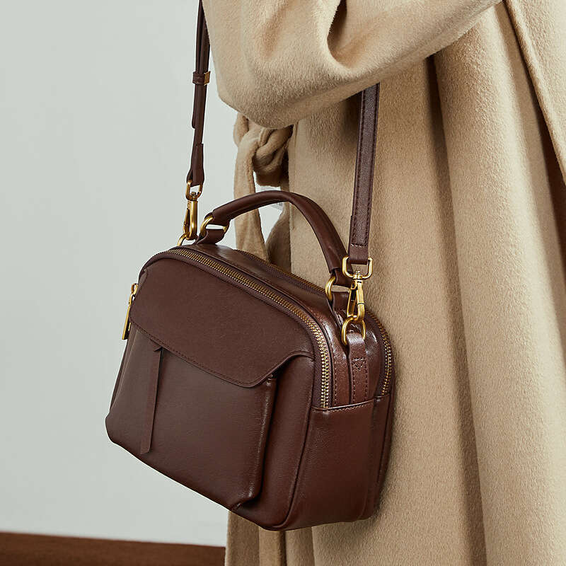 Genuine Leather Vintage Boston Bag Top Layer Vegetable Tanned Cowhide Fashion Women Single Shoulder Crossbody Handbag SENYY