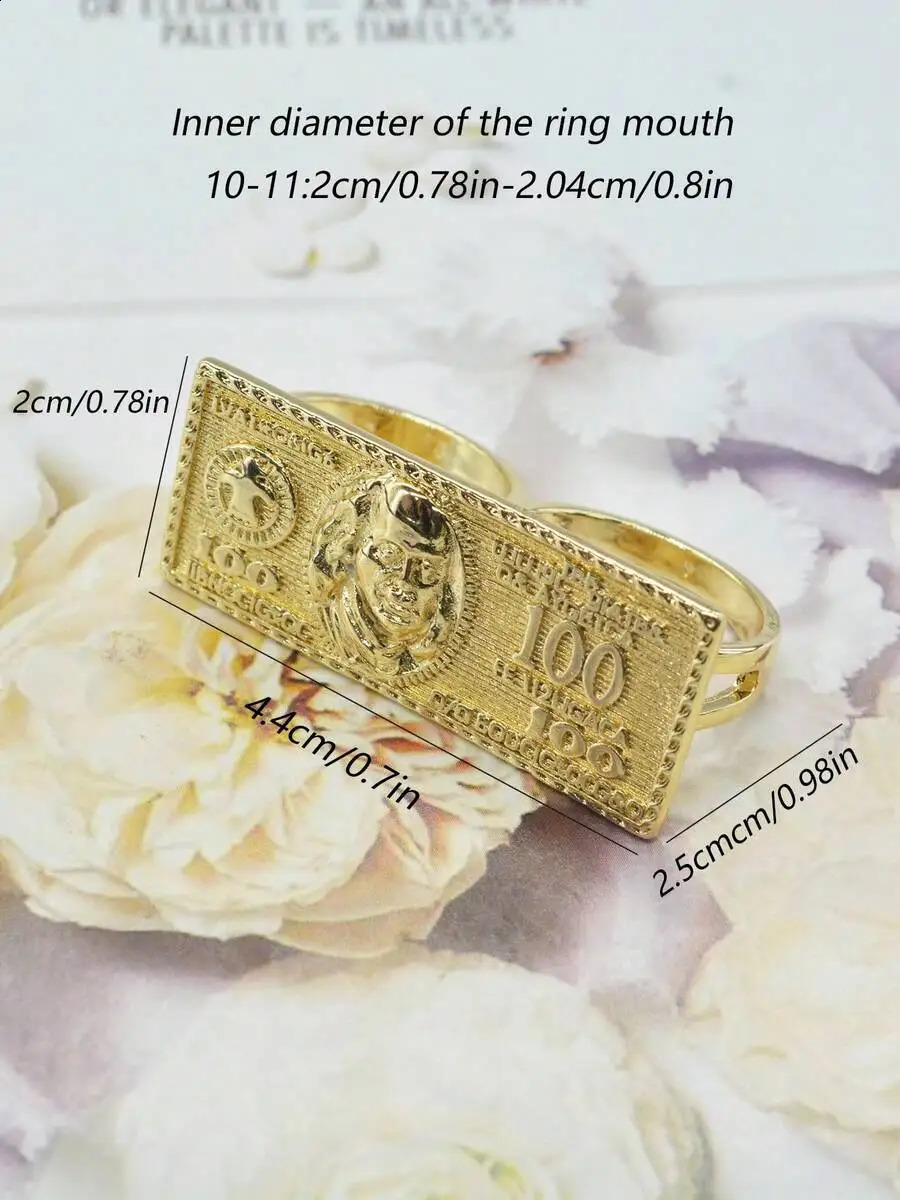 Fashion Hip Hop Double Finger Ring Hollow Connected For Men Women Party Gift 260518 - view 7