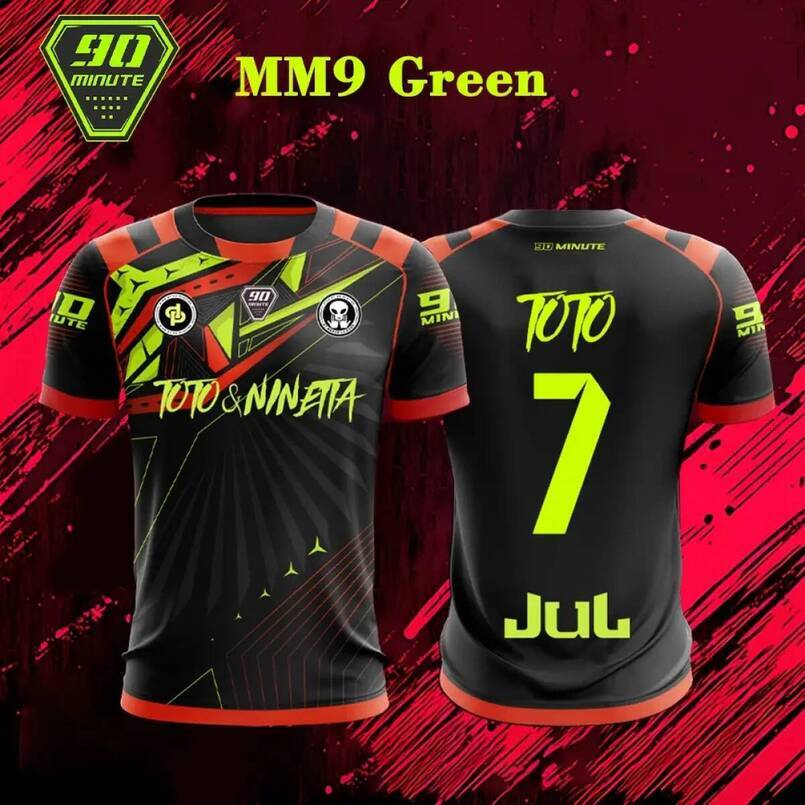 MM9 football shirt, JUL model, 90-minute duration, 3D printed, men's t-shirt style, quick-drying, breathable, suitable for outdoor activities, st