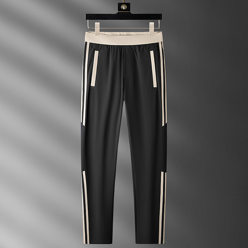 Luxury Brand Designer Ice Silk Quick Dry Side Stripe Panel Back Pocket Circle Letter Print Slim Straight Fit Athletic Pants 2026 Casual Versatile Dail