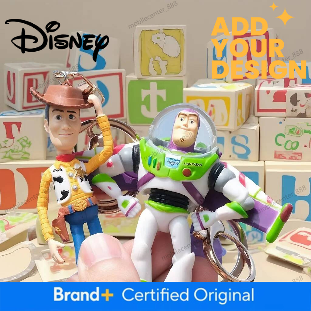 Disney Designer Cute Toy Story Woody And Buzz Lightyear Doll Keychain Bag Cartoon Pendant Anime Figure Accessory For Birthday Gift Luxury - view 3