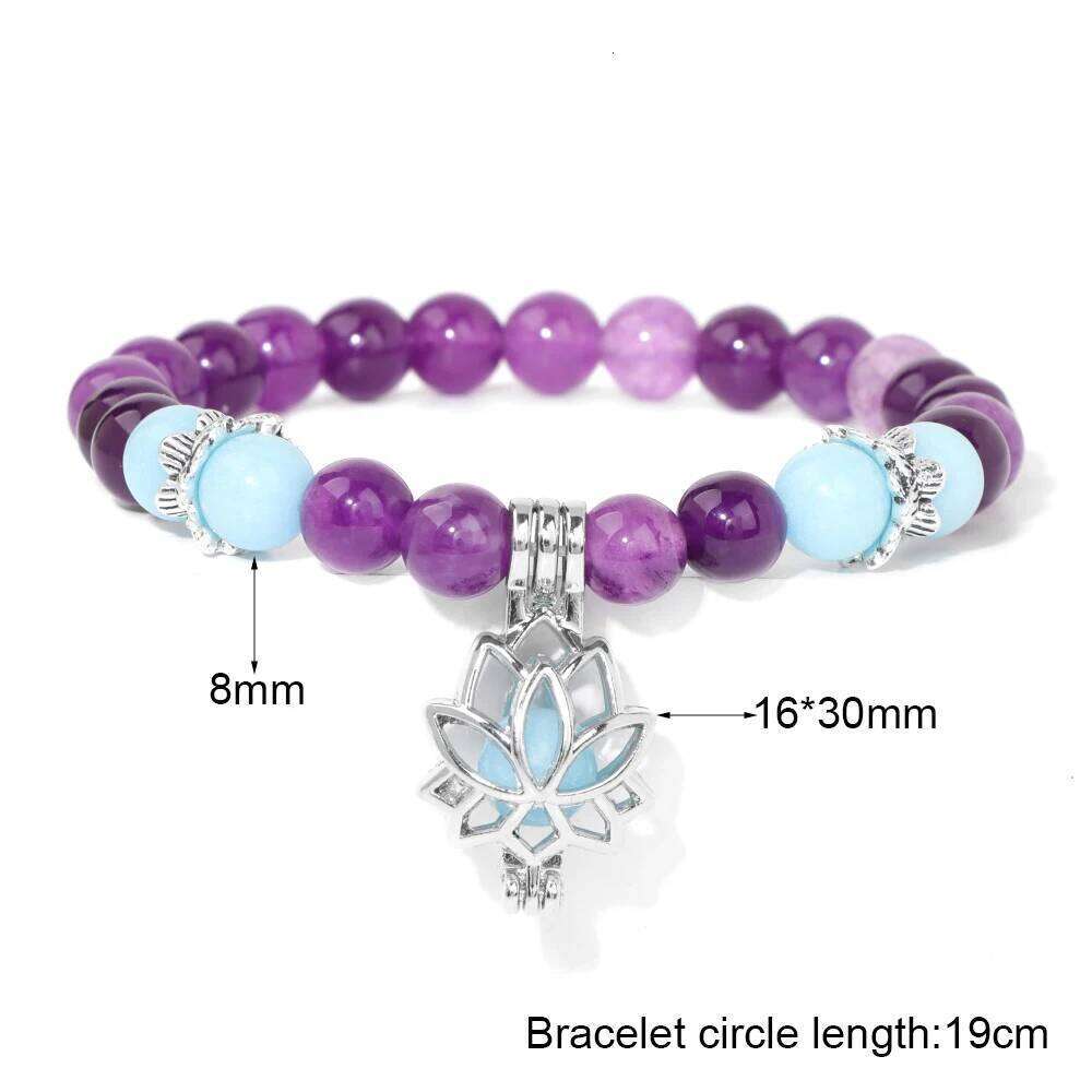 Natural Stone Pink Zebra Jasper Bracelet Fashion Moctilucent Beads Metal Lotus Buddha Charm Bracelets for Women Yoga Jewelry - view 4
