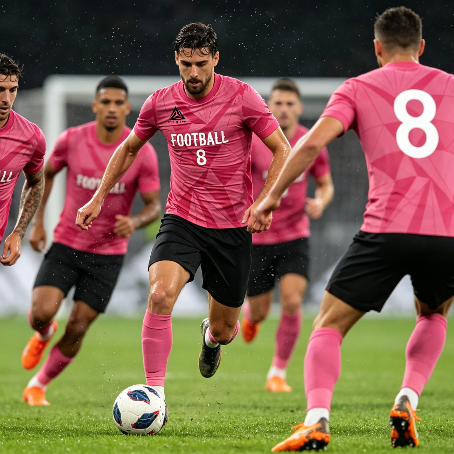 Custom Geometric Diamond Soccer Jersey Set Men Quick Dry Football Uniform with Shorts Customizable Team Name Number Logo for Sports - view 5