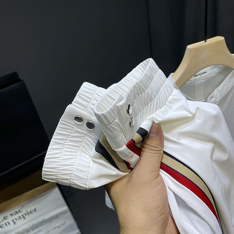 Luxury Brand Designer Men White Ice Silk Quick Dry Side Stripe Bee Embroidery Slim Fit Jogger Pants 2026 Summer Casual Athletic Versatile Daily Wear T