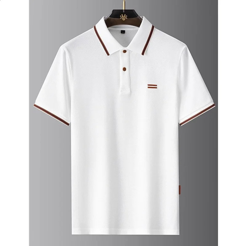 y Mens Tshirt ner Business Loose Fit Turn Down Collar Short Sleeve Polo Shirt Soft Solid Tops Tees Men 260519