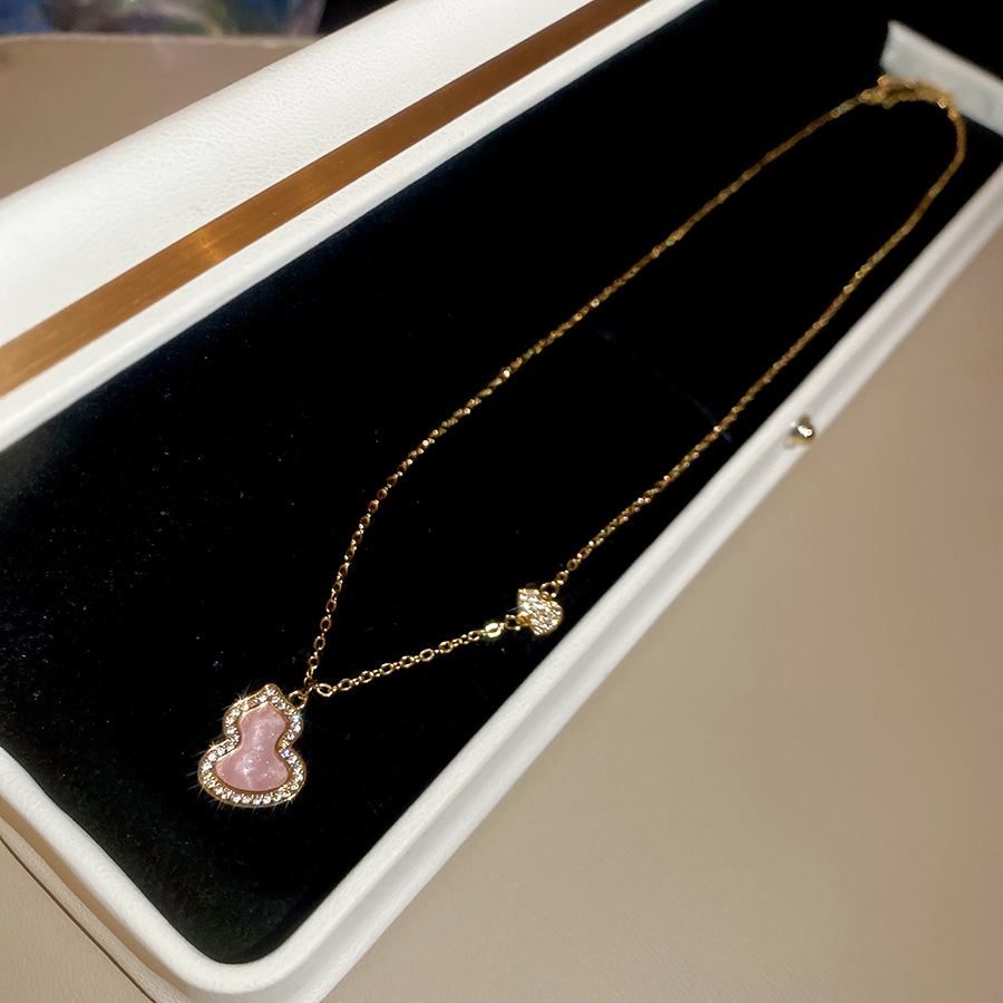 18k real gold plated zircon gourd necklace, light luxury with a high-end feel, exquisite collarbone chain - view 7