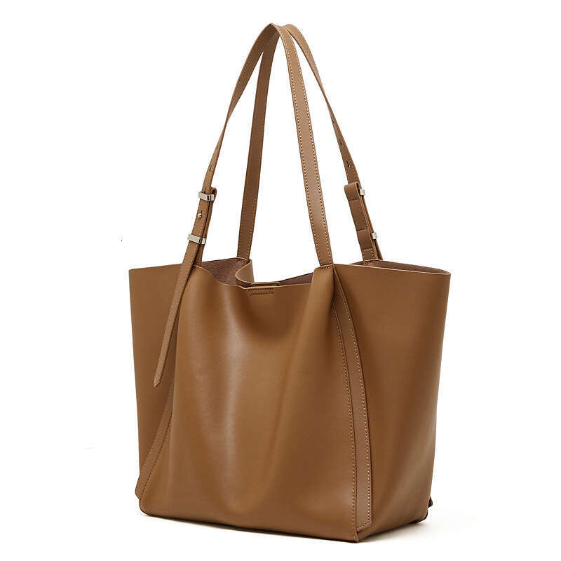 Genuine Leather Large Capacity Women Retro Tote Bag Korean Style Trendy Single Shoulder Crossbody Commute Handbag SENYY