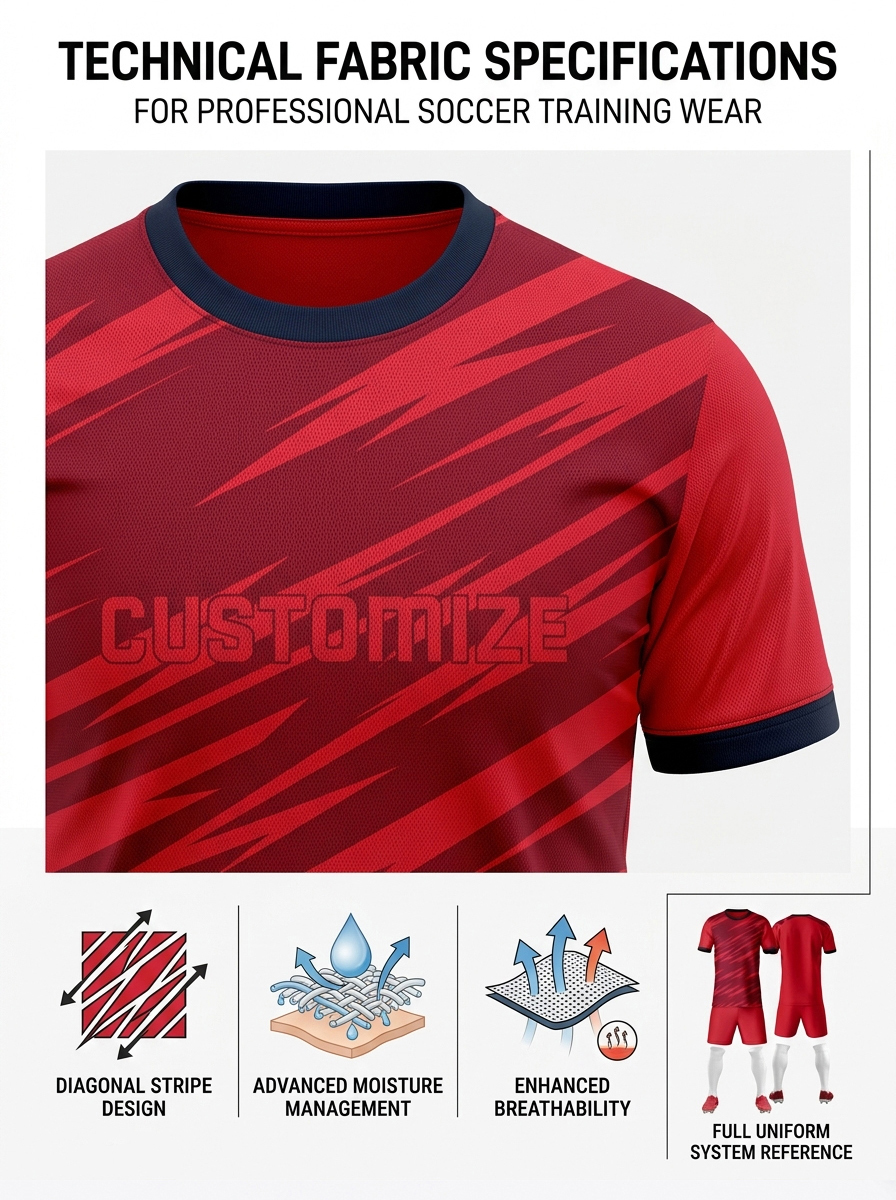 Custom Red Black Football Uniform Quick Dry Breathable Soccer Jersey Set Personalized Team Sportswear for Training Matches - view 8