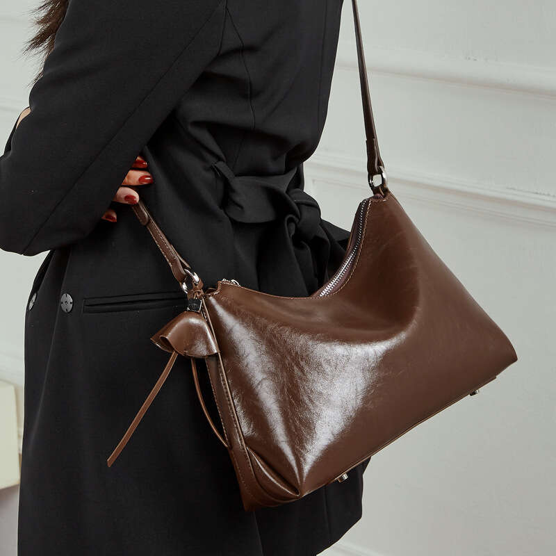 New Genuine Leather Women Single Shoulder Underarm Bag High End Pillow Style Large Capacity Casual Commute Crossbody Handbag SENYY