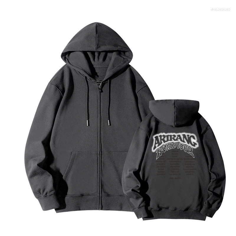 Men's Hoodies 2026 Concert ARIRANG Spring Autumn Round Neck Hoodie Zipper Jacket Loose Fit Cotton Polyester Blend Casual Wear