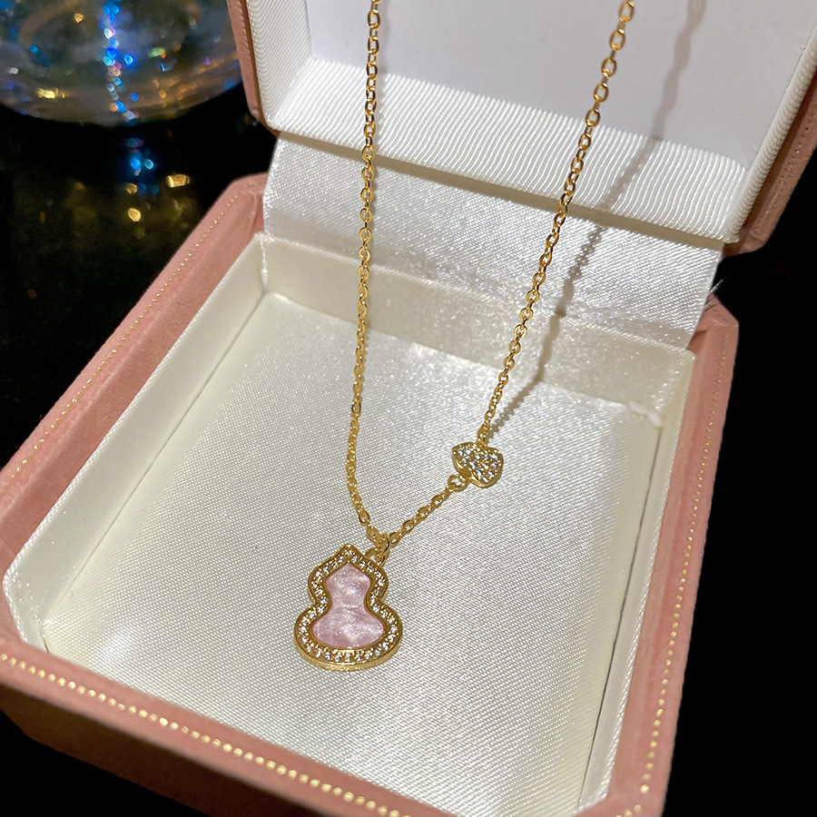 18k real gold plated zircon gourd necklace, light luxury with a high-end feel, exquisite collarbone chain - view 8