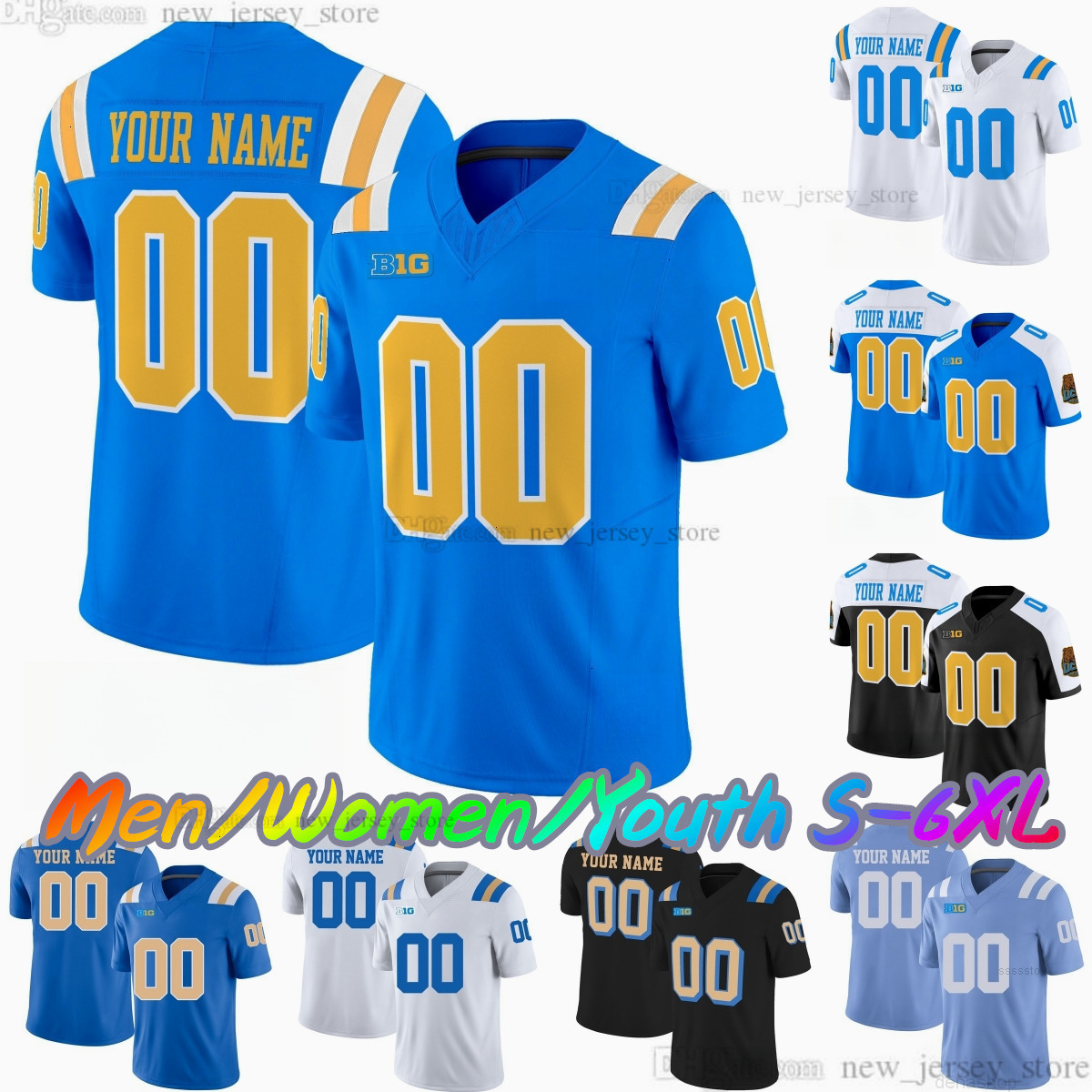 2025 Custom S6XL UCLA Bruins Football Jersey 9 Nico Iamaleava 22 Keegan Jones 0 Jalen Berger 8 Troy Aikman 5 Kenny Easley 14 Carter Shaw Gilmer Stitch