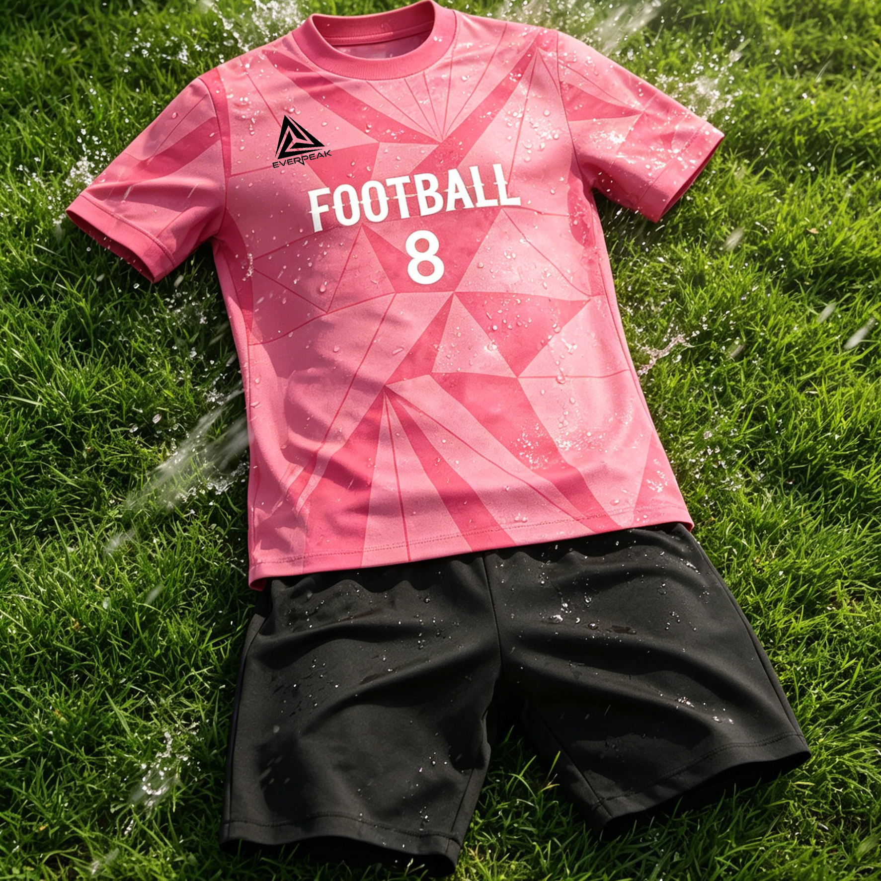 Custom Geometric Diamond Soccer Jersey Set Men Quick Dry Football Uniform with Shorts Customizable Team Name Number Logo for Sports - view 6