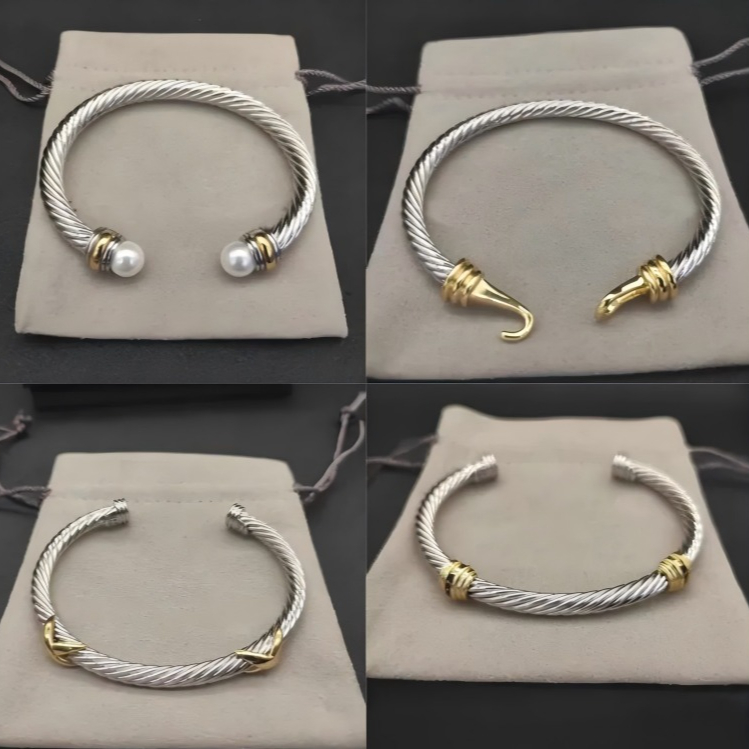 Designer Bracelet Fashion Twisted cuff Bracelet 925 Silver Gold Bangle Luxury Jewelry Pearl Women Men Cuff Bangle Gift High Quality