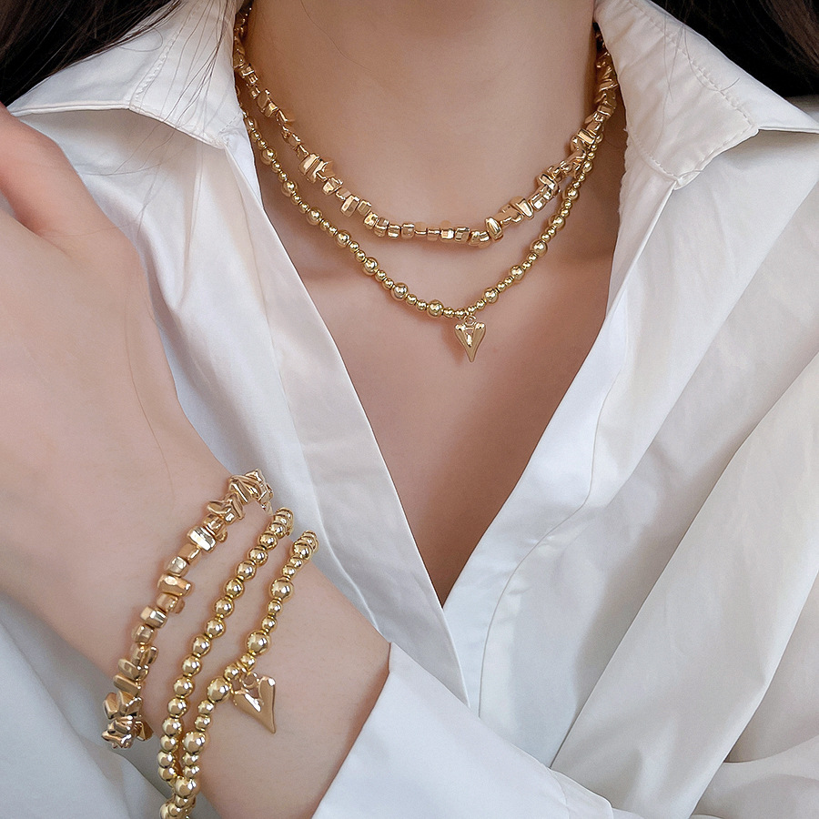 European American cross-border acrylic round bead bracelet necklace set, fashionable simple style, versatile and stylish accessories for women - view 3