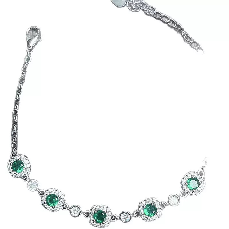 Pink Moissanite 65mm Center Stone Blue Green Halo Bracelet 10mm Cuban Link Chain Moissanite Cuban Link Bracelet