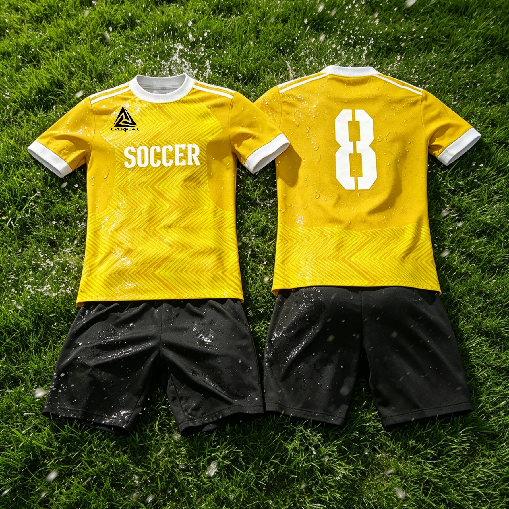 Custom Contrast Collar Soccer Jersey Set Men Quick Dry Football Uniform with Shorts Customizable Team Name Number Logo for Sports - view 6