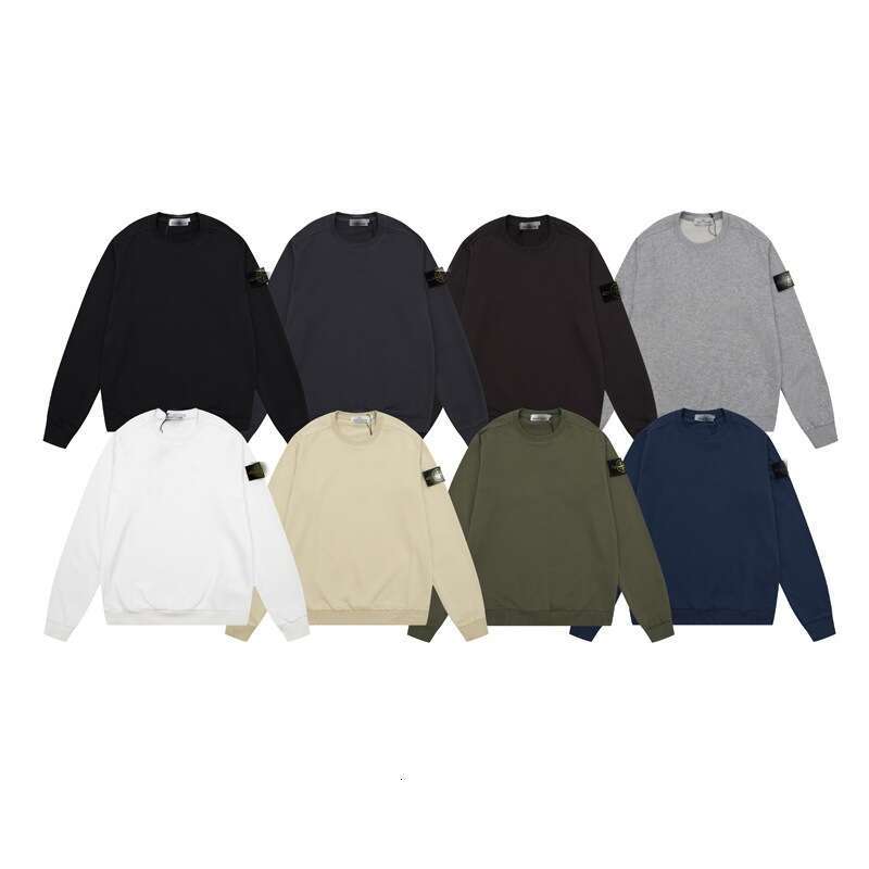 Classic Solid Color Round Neck Badge Long Sleeve Sweatshirt Designer stone jacket mens hoodie jumper badge sweatshirt hoodie men cargo pants Pullover 