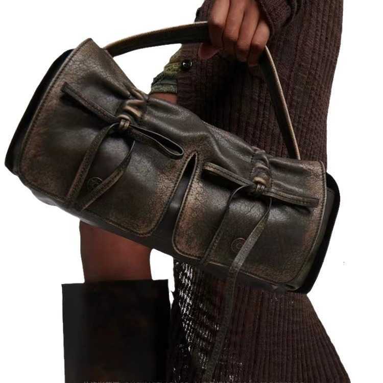 2025 best-selling hit bow tie cool girl underarm bag wasteland style dark versatile pleated bag niche design drawstring J260519
