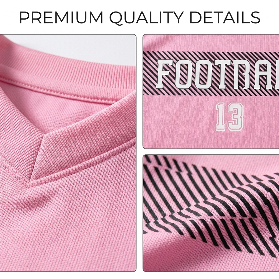 Custom Horizontal Stripe Soccer Jersey Set Men Quick Dry Football Uniform with Shorts Customizable Team Name Number Logo for Sports - view 7