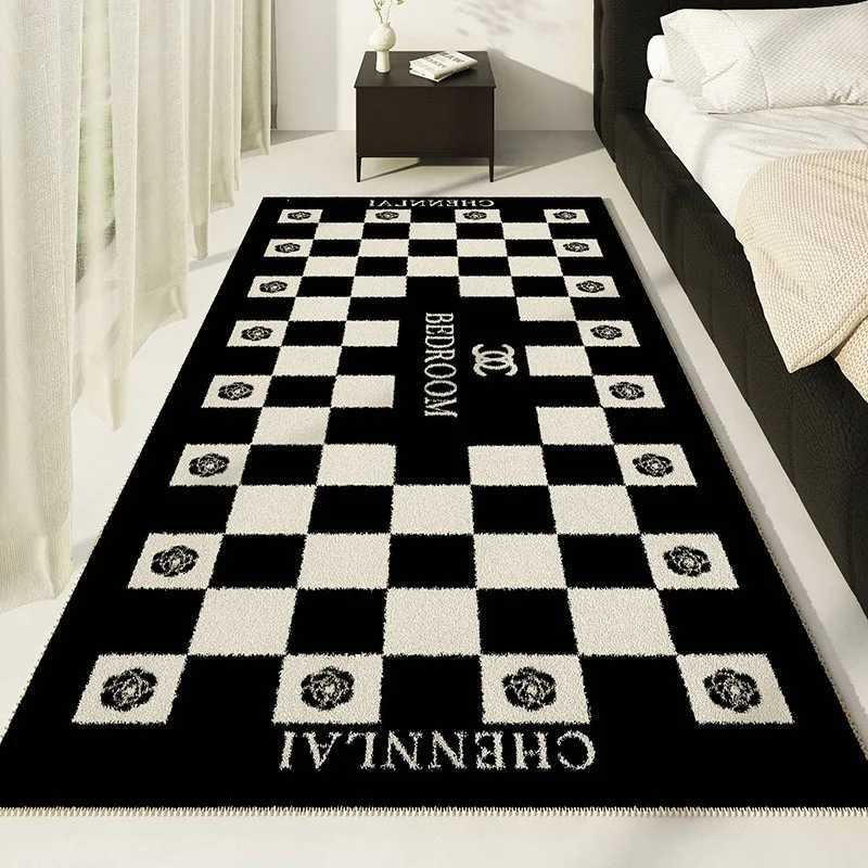 VIKAMA French Light Luxury Black And White Living Room Carpet Superior Bedroom Bed Dirt Resistant Carpet Home DecorationJ260519