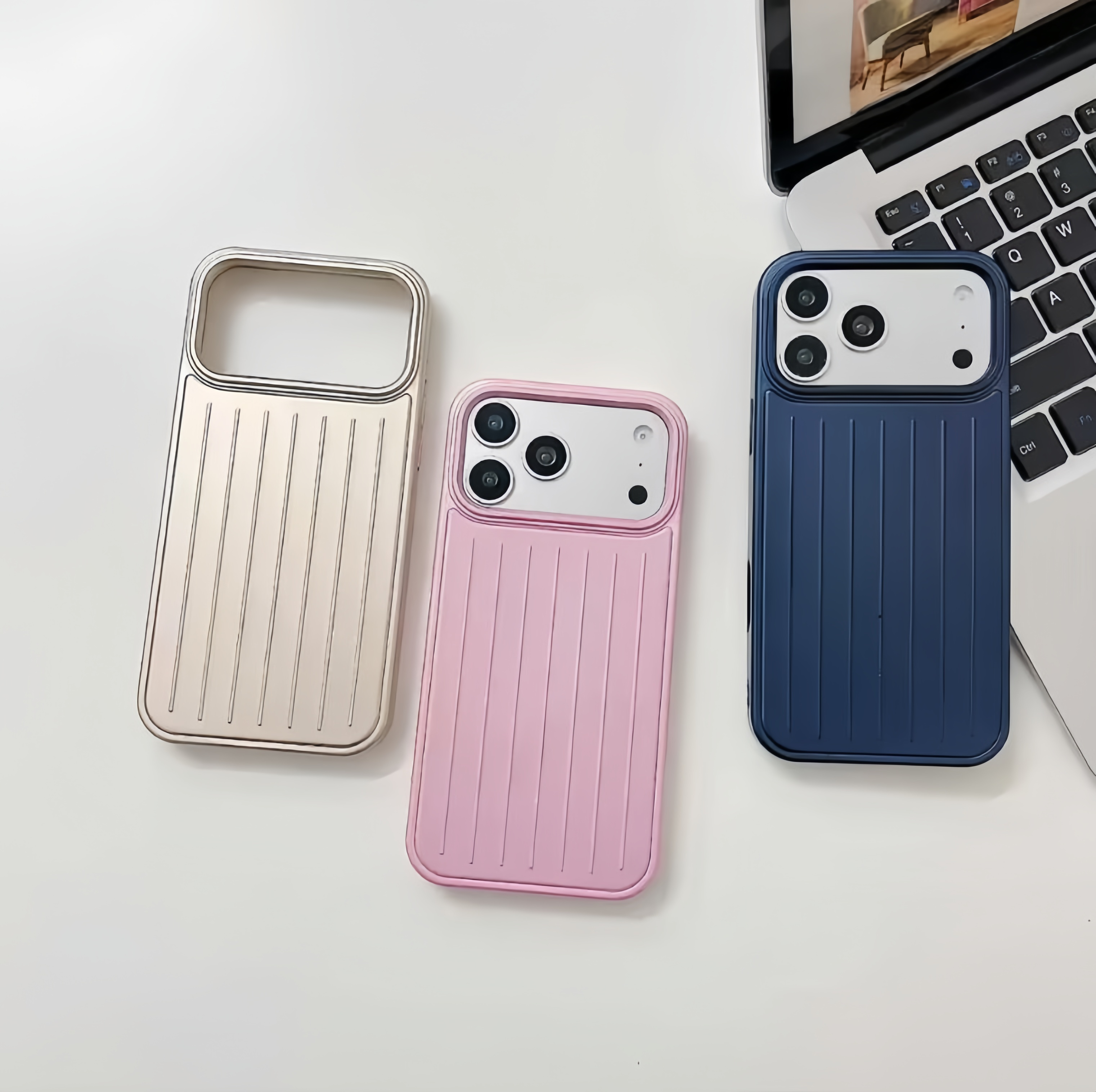 designer phone case suitcase designer Corrugated Stripe Aluminum Alloy Case for iPhone 17 plus 16 15 14 13 Pro Max TPU Titanium Magnetic Cover