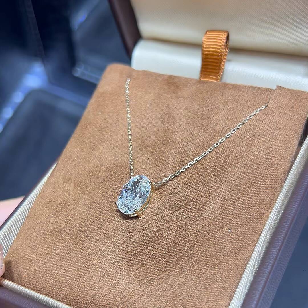 Custom Igi Certified 1 2 3ct VS1 10k 14k 18k Solid Gold Oval Cut Lab Diamond CVD HPHT Lab Grown diamond Necklace Pendant - view 3