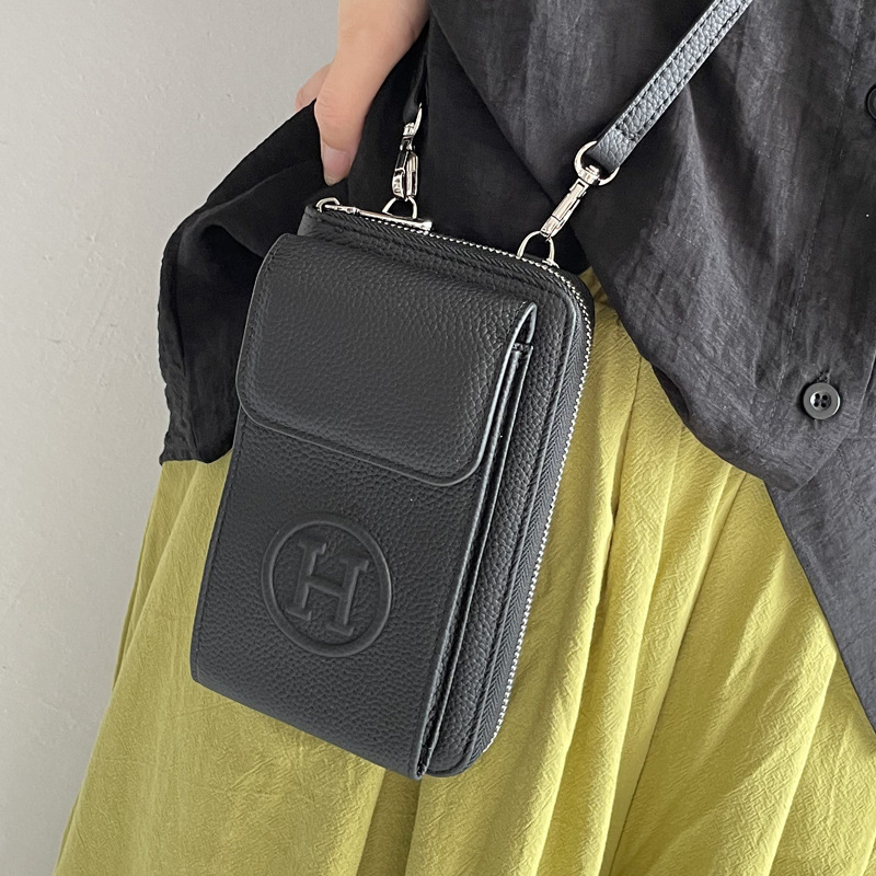 2026 new model women's genuine leather phone bag, fashionable and trendy crossbody for mobile phones, stylish small bag made of top-grade cowhide