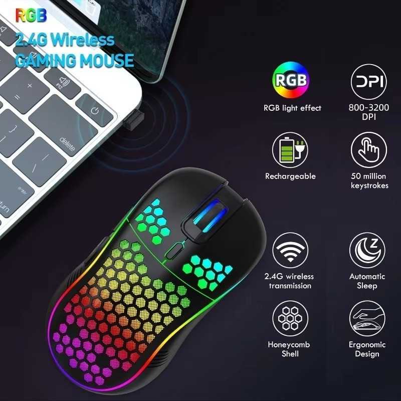 Wireless gaming mouse with RGB lighting is suitable for both office and business wired e-sports mice.H260519