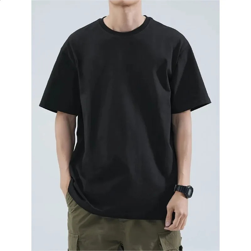 Mens 100 Pure Cotton Solid Color T-shirt Casual Short Sleeved Round Neck T-shirt Suitable for All Seasons in Summer z260520