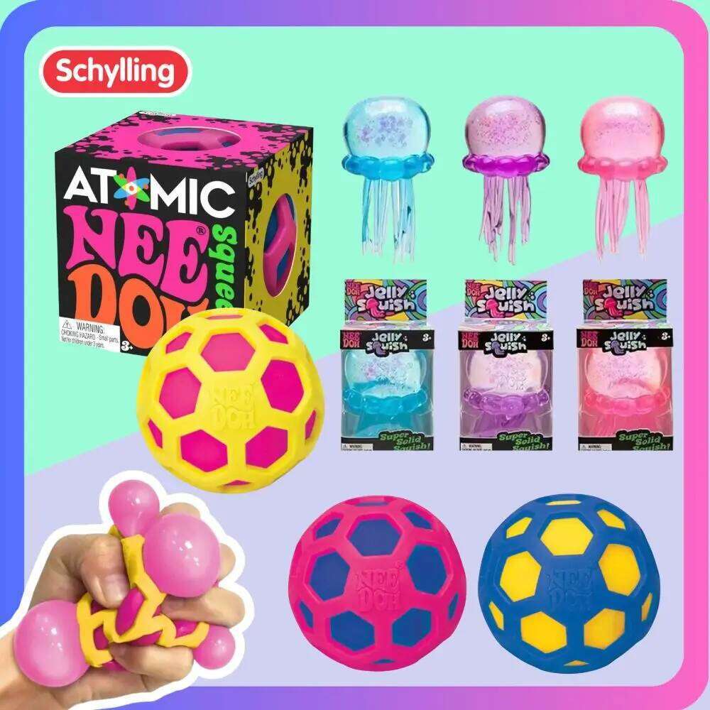 schylling Needoh Fuzz Ball Jellyfish Squishy Blind Box Random Color Soft Stress Relief Cute Relaxing Squeeze Sensory Toy J260520
