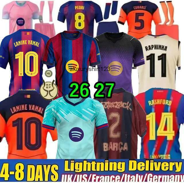26 27 Barcelona LAMINE YAMAL Lewandowki Soccer JereyS GAVI Raphinha FERRAN 2026 2027 Football Shirt Set F DE JONG Men Women Kid Kit Camieta Barcalona