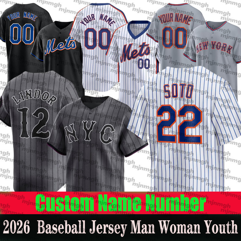 22 Juan Soto Jersey NY Mets Jersey 12 Francisco Lindor Pete Alonso Francisco Alvarez Kodai Senga Edwin Diaz Brett Baty Drew Gilbert Baseball Jerseys 2