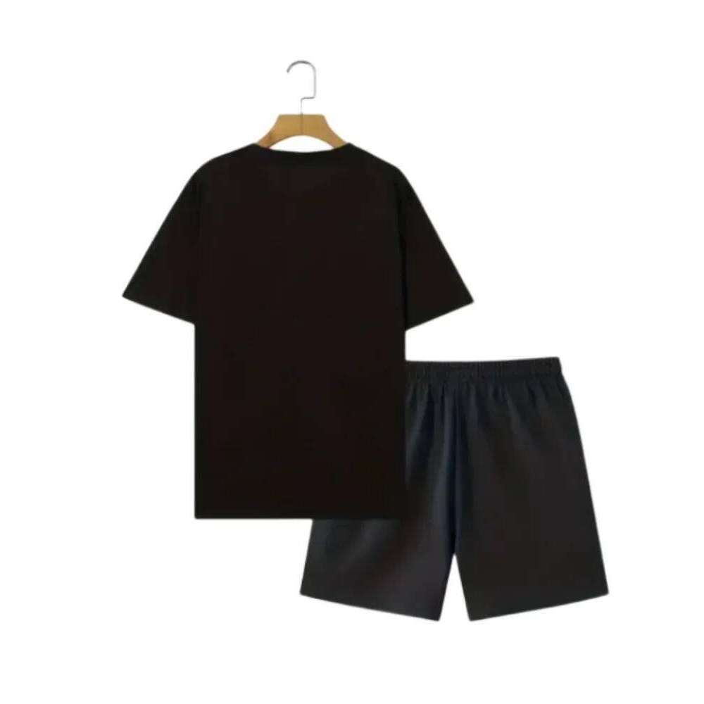 New Men's Short Sleeve Set Fashion King Printed T-Shirt Shorts 2 Sets of Casual Round Neck Jumper Breathable Sportswear 26Y0520