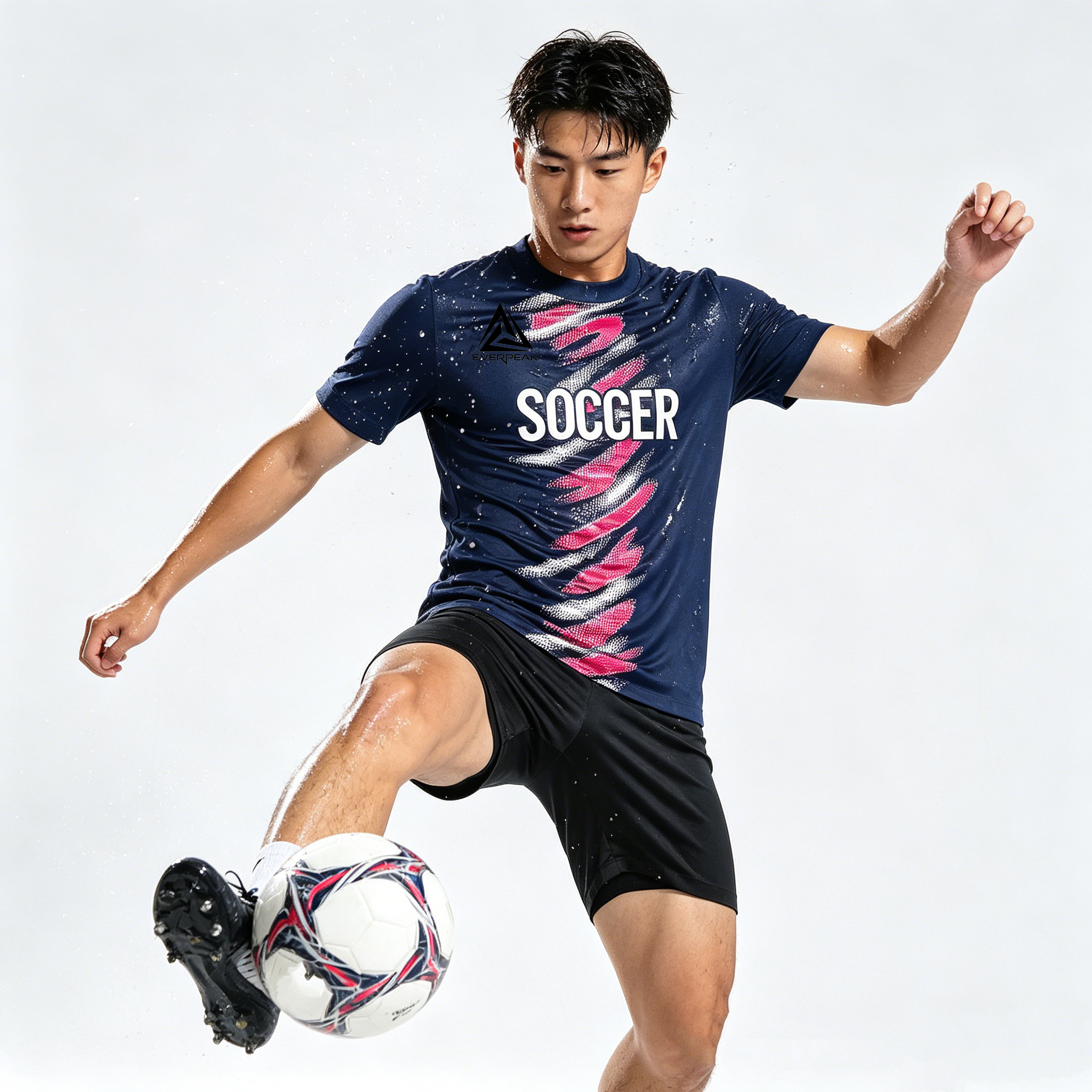 Custom Brush Stroke Soccer Jersey Set Men Quick Dry Football Uniform with Shorts Customizable Team Name Number Logo for Sports - view 6