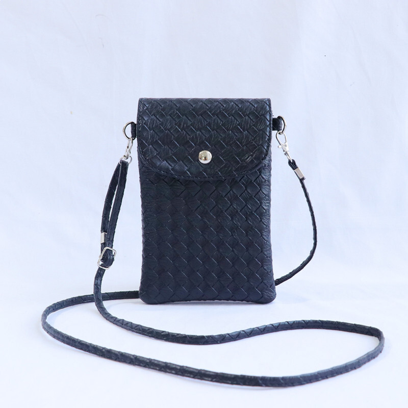 Mini Small 2021 New Korean Version Large Screen Phone for Women Vertical Woven Leather Shoulder Crossbody Bag Coin Purse