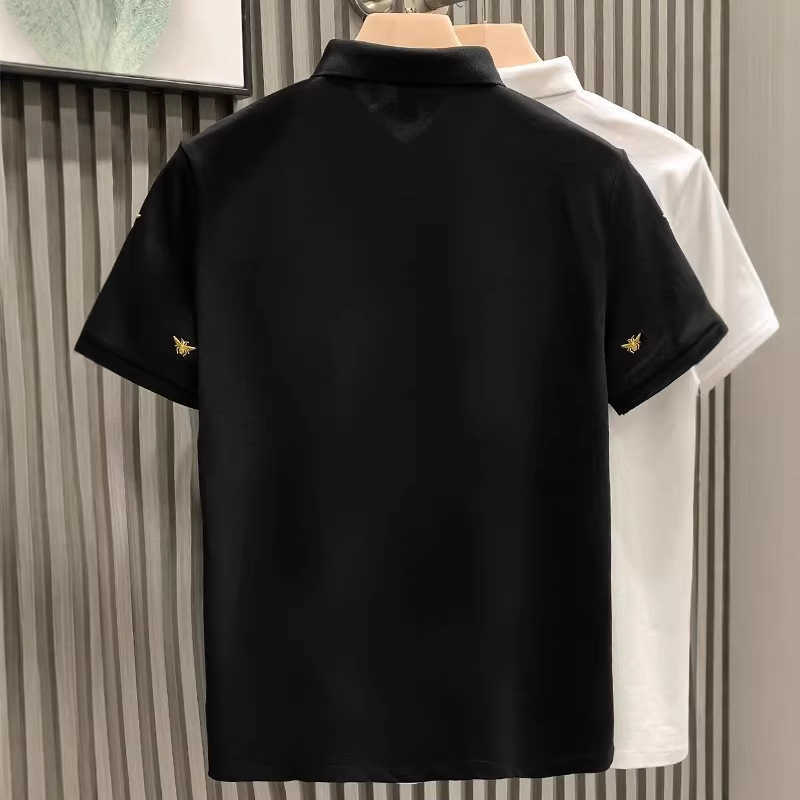 European-style high-end niche embroidered collar light luxury mens T-shirt short-sleeve polo shirt trendy brand stylish and cool mens clothing