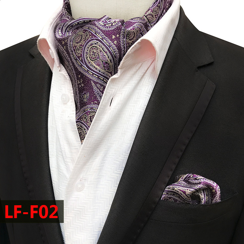 Hi-Tie Silk Christmas Mens Elegant Ascots Jacquard Hankerchief Cufflinks Vintage Cravat Scarf For Male Party Xmas Gift 250115