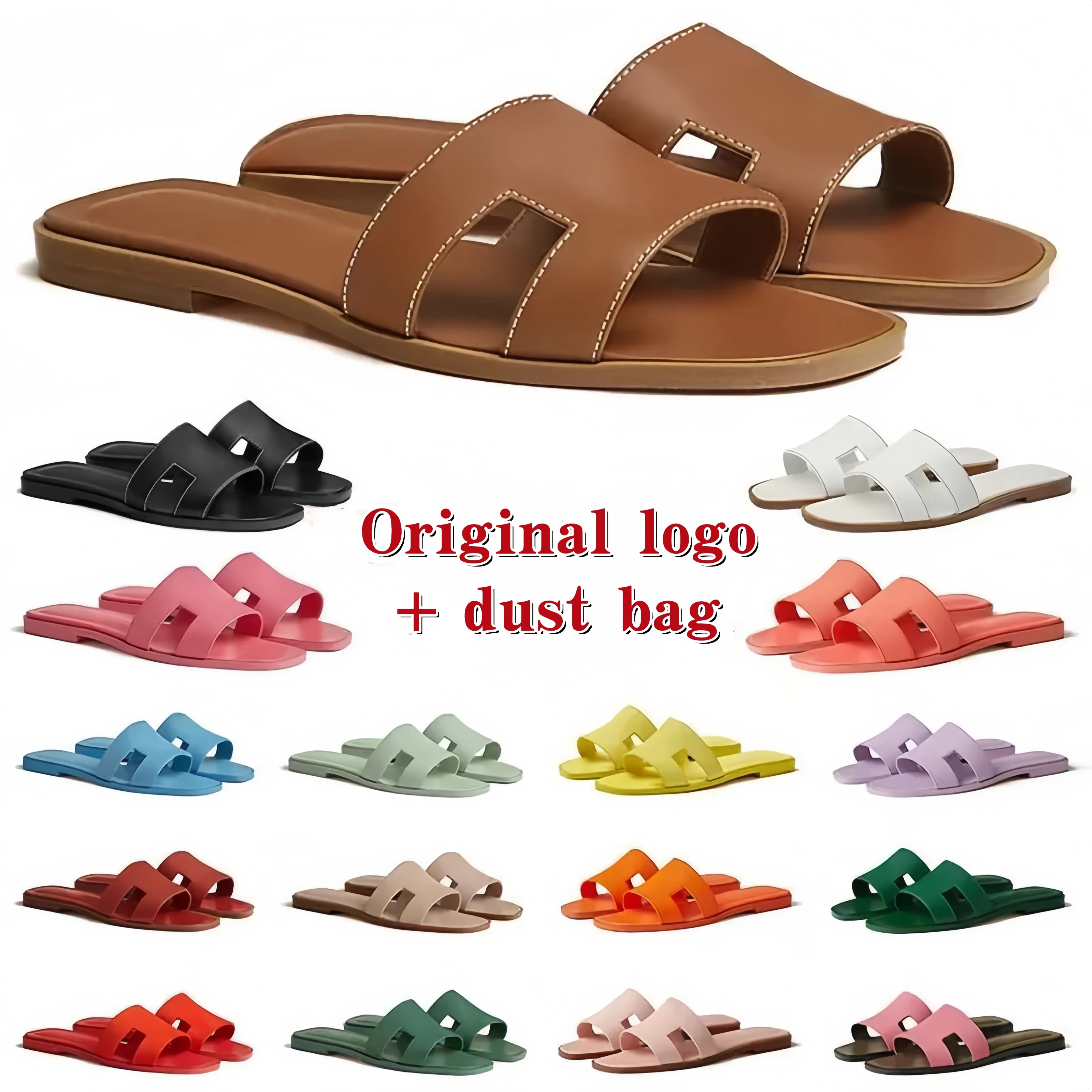 Sandels Woman Sandals Designer Women Luxury Slipper Designer Sandals Leather Flats Ladies Room Outdoor Classic Sandale Black Brown Slides Woman Sliders Size 35-43