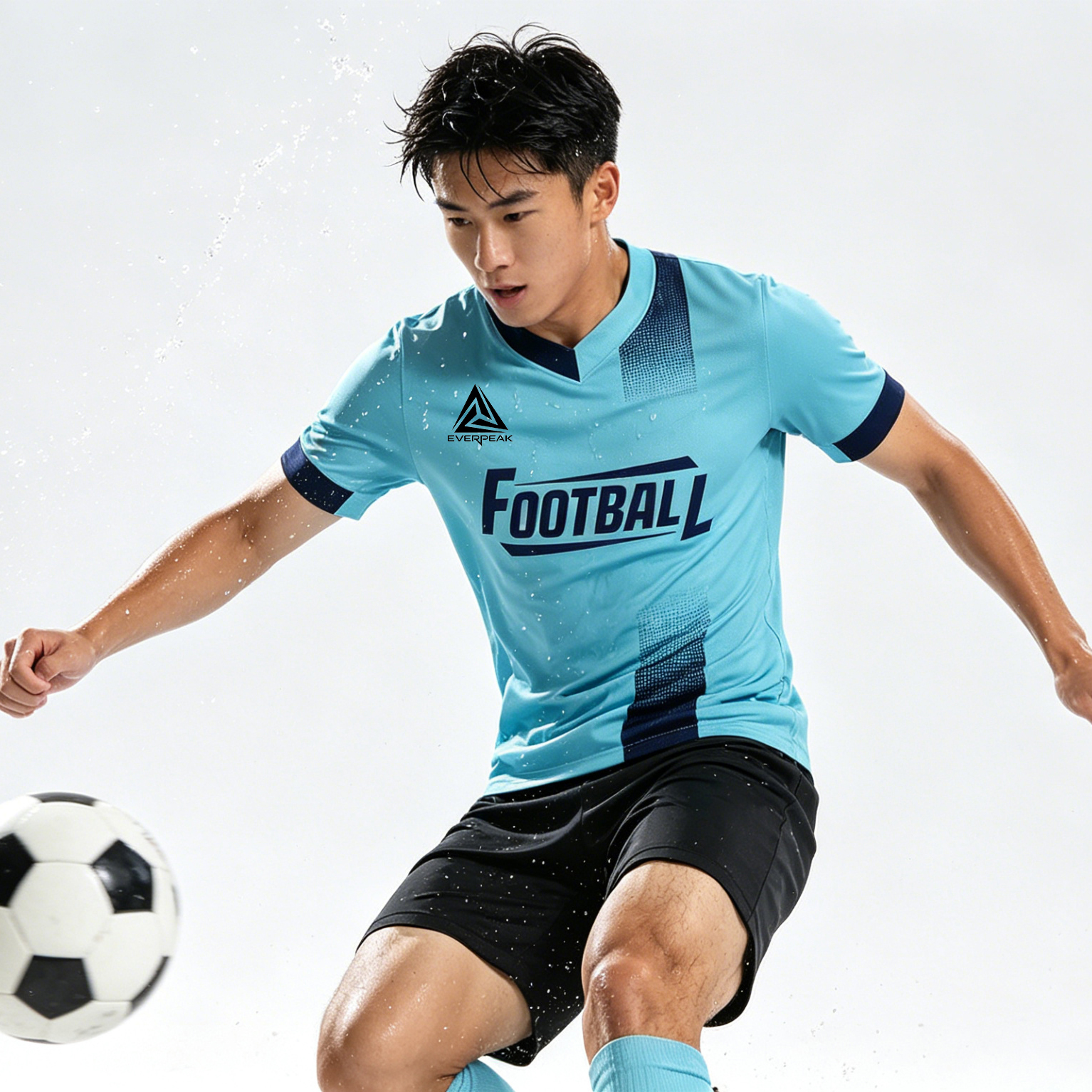 Custom Gradient Accent Soccer Jersey Set Men Breathable Quick Dry Football Uniform with Shorts Customizable Team Name Number Logo - view 3