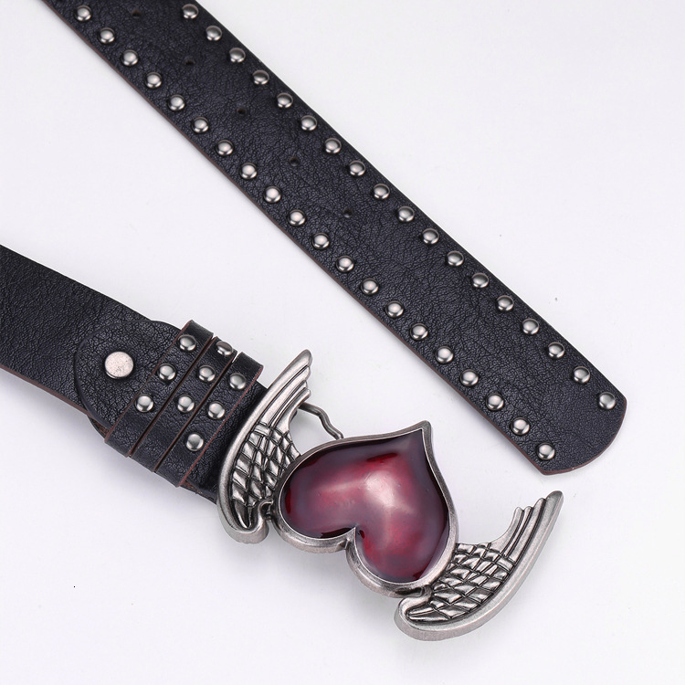 Luxury Brand Designer's New Punk Hip-hop Rock Leather Belt For Fashionable Female Skull Love Lockets Y2k Cool Girl Subculture Waist Belt For Wome