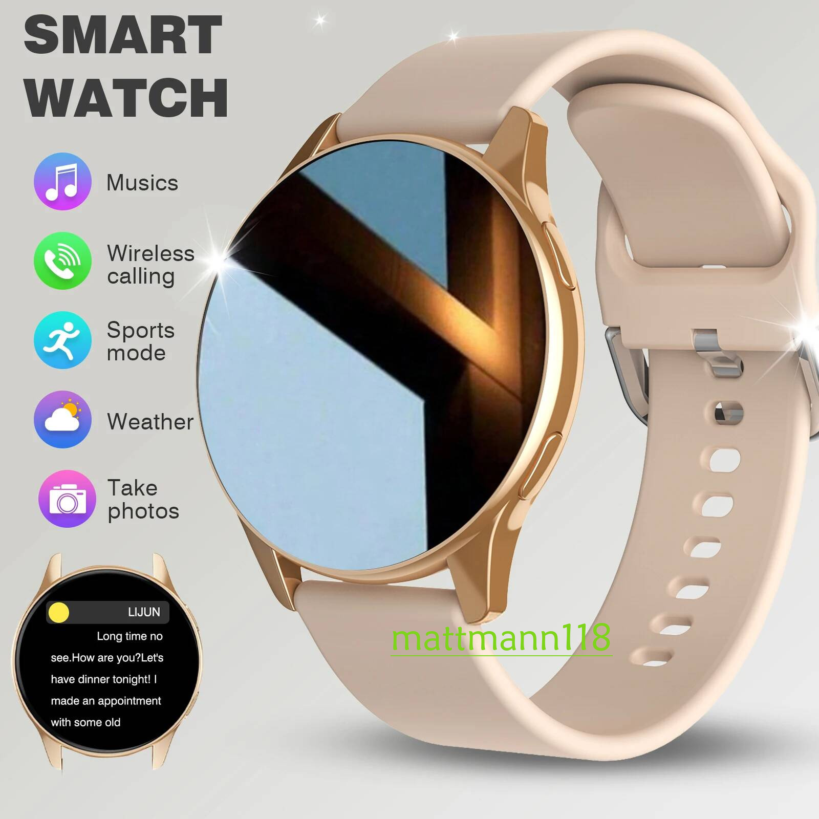 Smart Watch, Wireless Call/Dial, Multi-Sport Mode, Multiple APP Reminders, Suitable for Men and Women, Compatible with IPhone/An